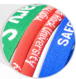 Close up of Brady People ID's custom silkscreen lanyards