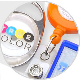 Close up of Brady People ID's custom silkscreen lanyards