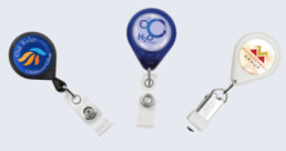 Three custom badge reels that show samples from the Brady People ID offering